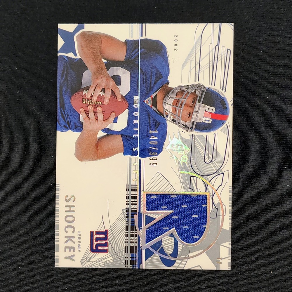 2002 Upper Deck SPx‎ Rookie Stars Patch card #169 Jeremy Shockey 140/999